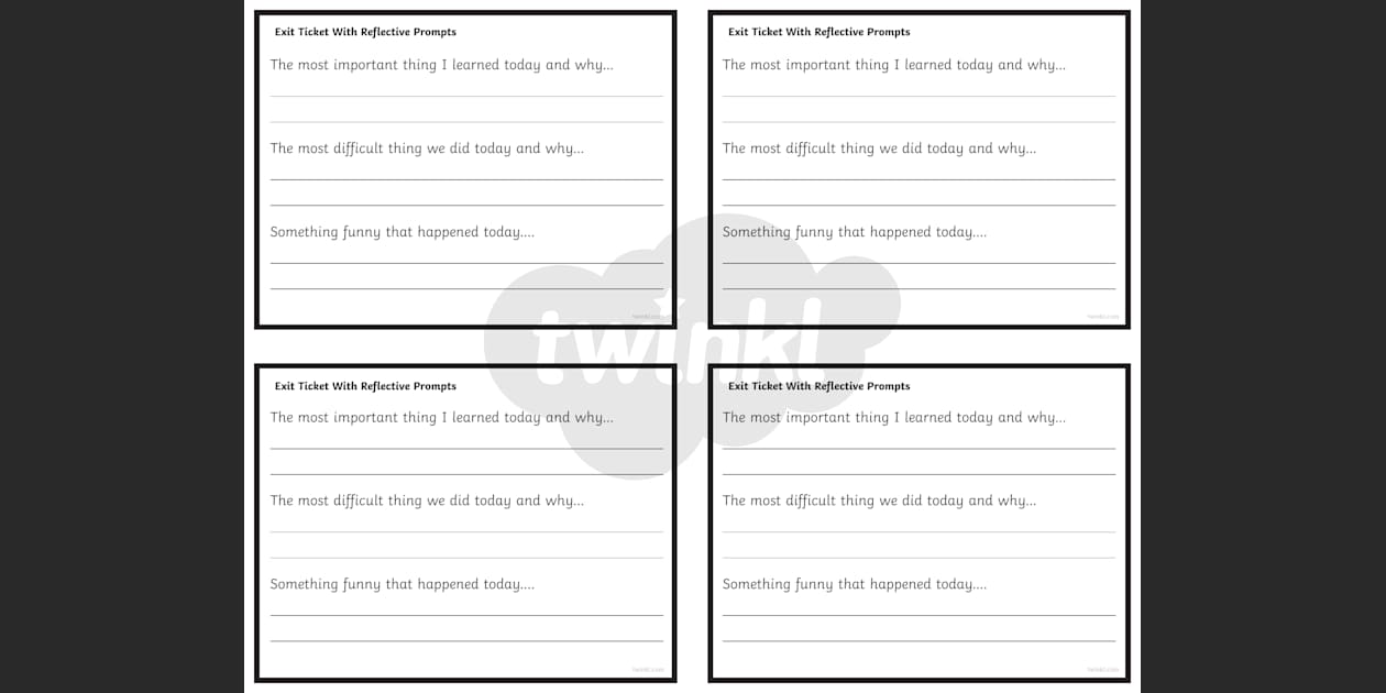General Exit Tickets with Reflective Questions for 3rd-5th Grade