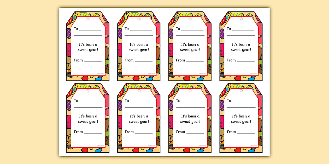 It's Been a Sweet Year! End of Year Gift Tags - Twinkl