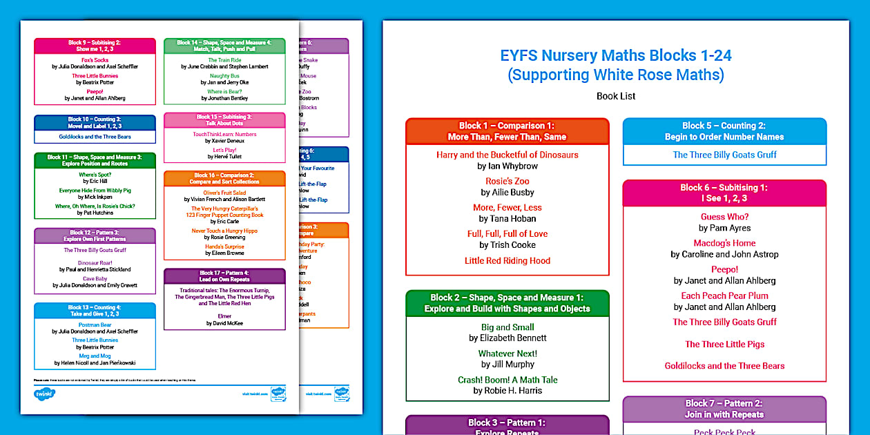 EYFS Nursery Maths Book List 1 24 Supports White Rose Maths eyfs nursery maths book list 1 24 supports white rose maths