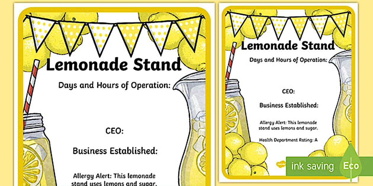 Editable Lemonade Stand Sign Printable Lemonade Stand