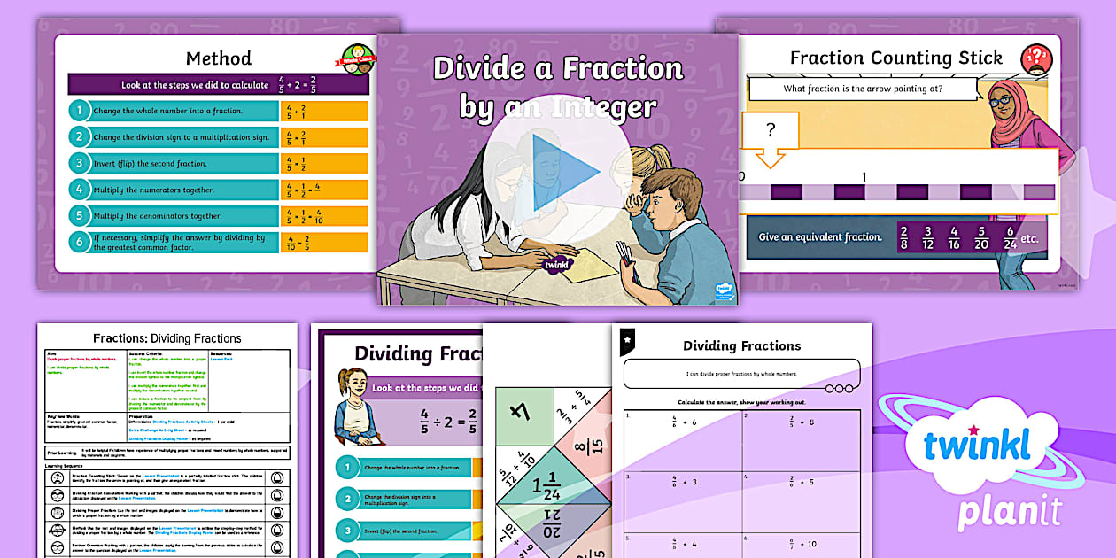 Dividing Fractions Lesson Pack - Twinkl PlanIt Maths - KS2