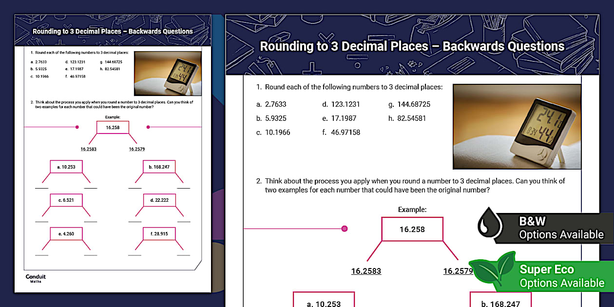 Rounding to 3 Decimal Places - Backwards Questions - Twinkl