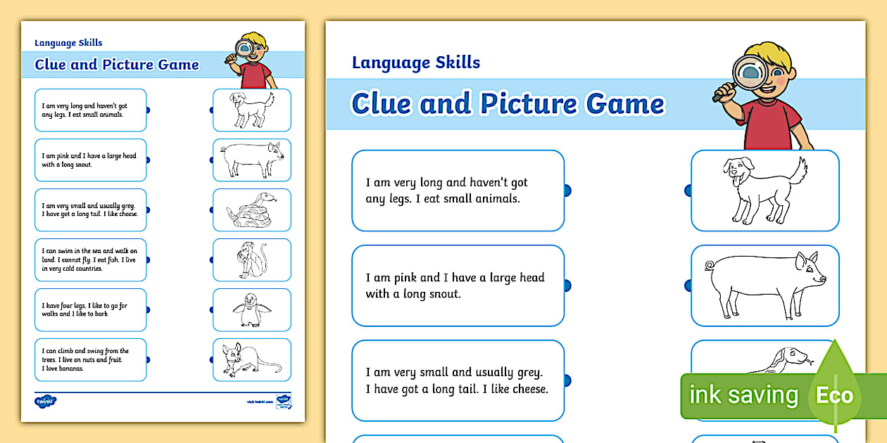 Language Skills: Clue and Picture Game Foundation Stage