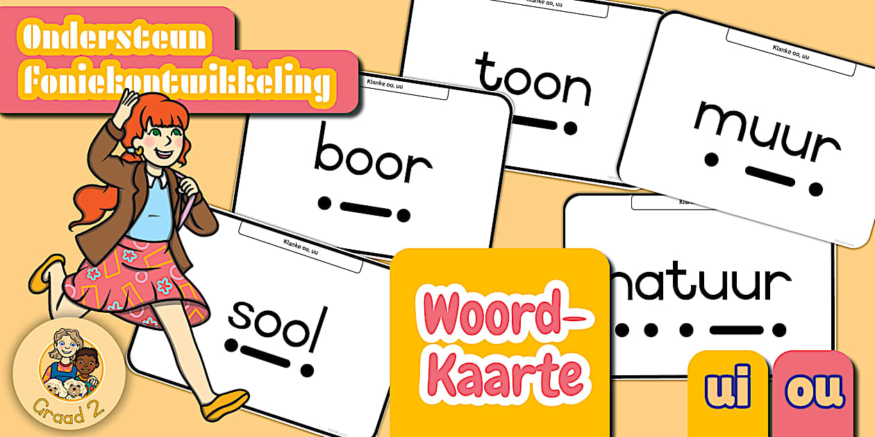 Graad 2, Kwartaal 1 Klankknoppie-Woordkaarte: Klanke ui, ou (KABV Belyn)