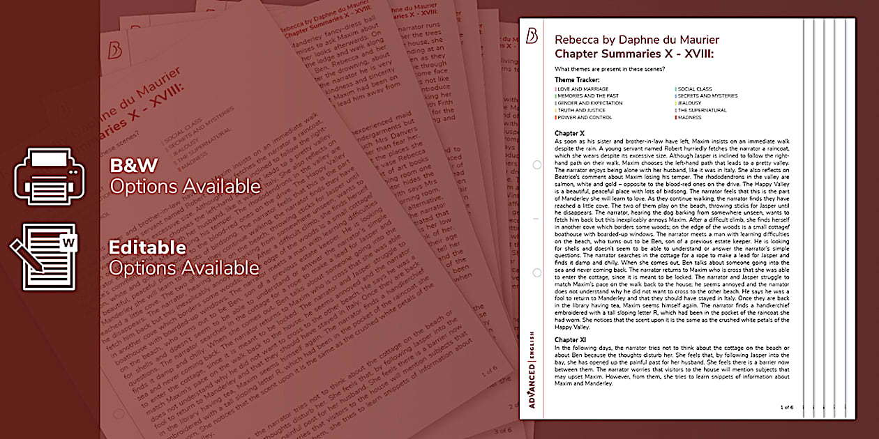 Rebecca Chapter Summaries X XVIII (TeacherMade) Twinkl