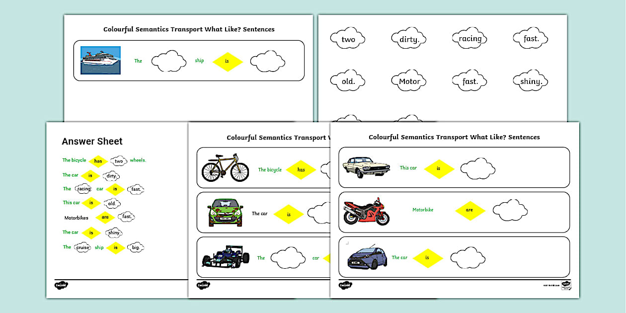 Colourful Semantics Transport What Like? Activity Sheet
