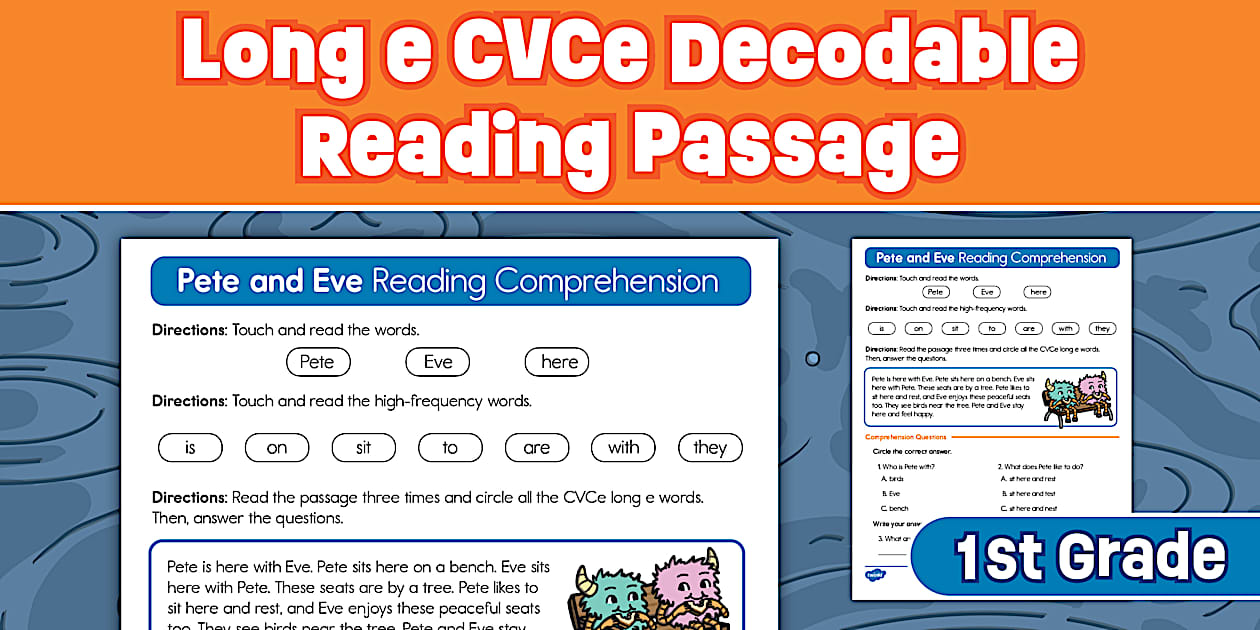 First Grade Long e CVCe Decodable Reading Passage