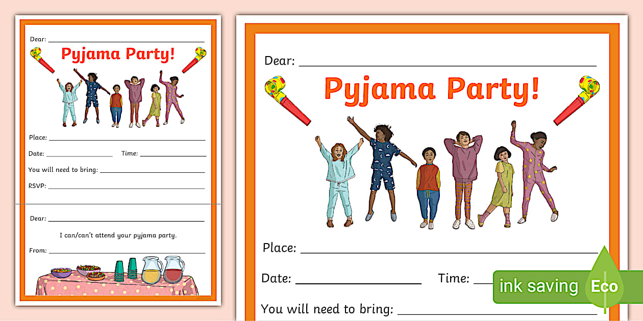Pyjama Party Invitation (teacher made) Twinkl
