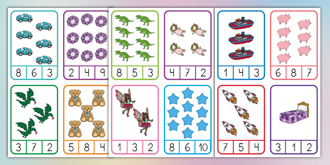 Tarjetas educativas: Contar del 1 al 10