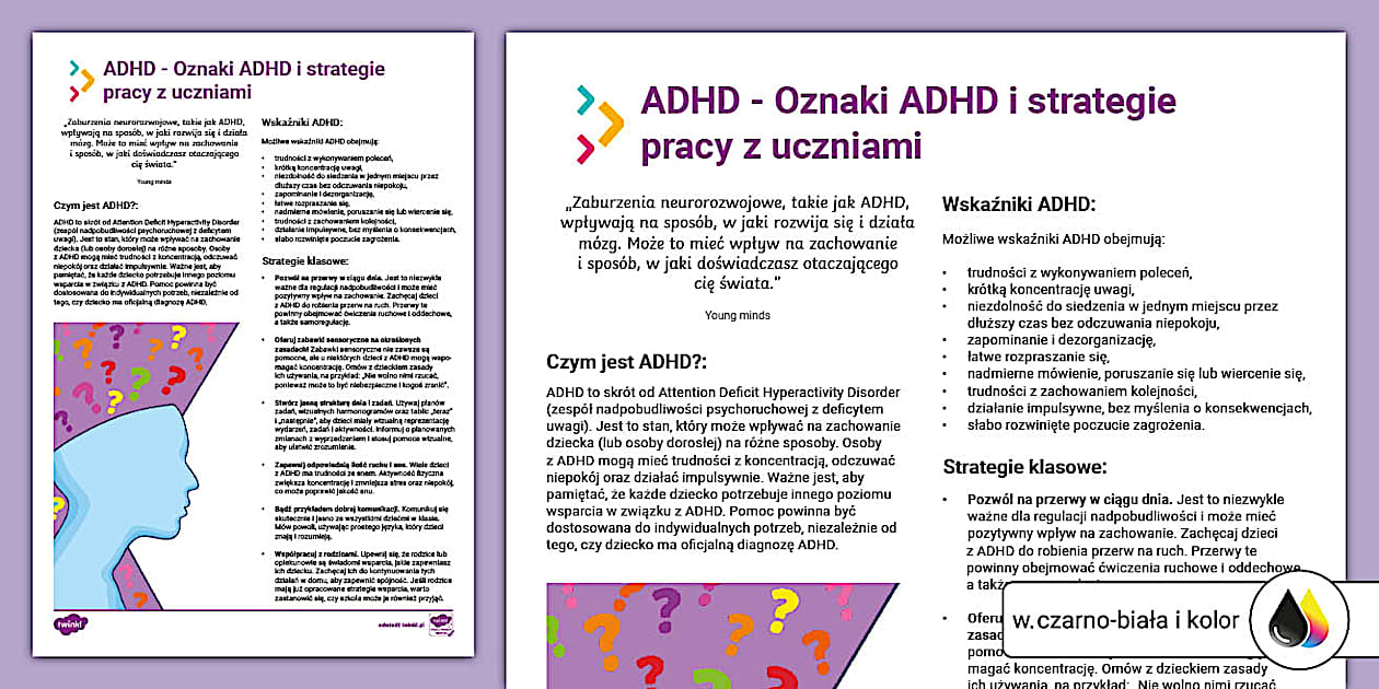 ADHD | Oznaki ADHD i strategie pracy z uczniami - Twinkl