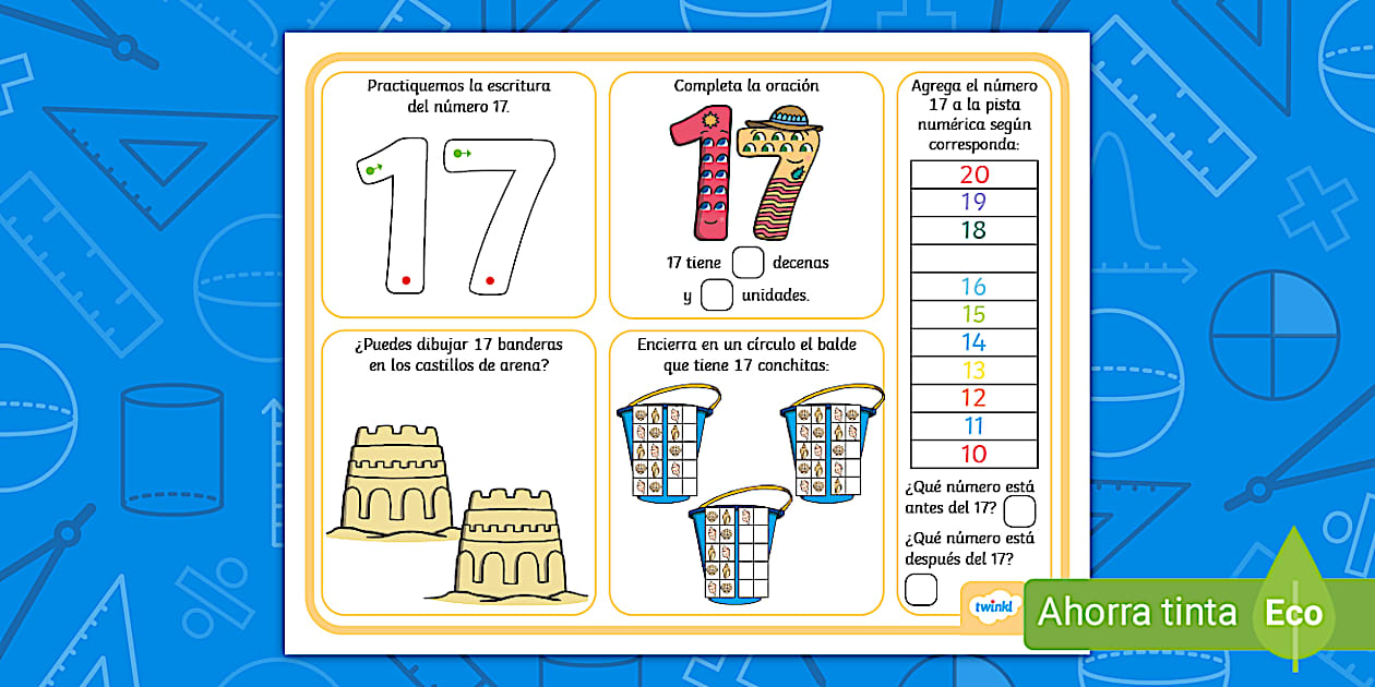 Actividad: las Aventuras del número 17 - Twinkl