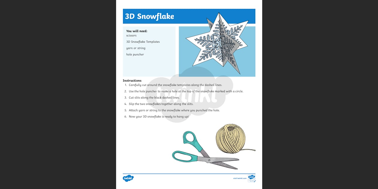 3D Snowflake Template | Educational Resources | Twinkl USA