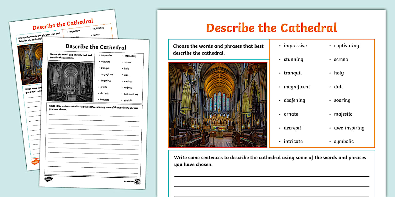 Describe the Cathedral Worksheet (Teacher-Made) - Twinkl