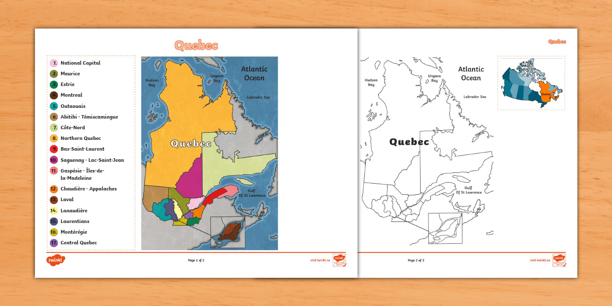 Map of Quebec Grade 5 (teacher made) - Twinkl