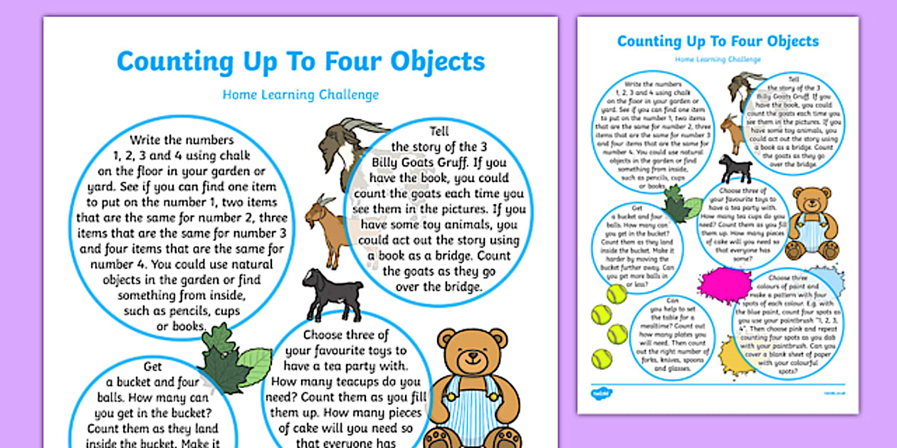 EYFS Counts Up to Three or Four Objects by Saying One Number Name for Each