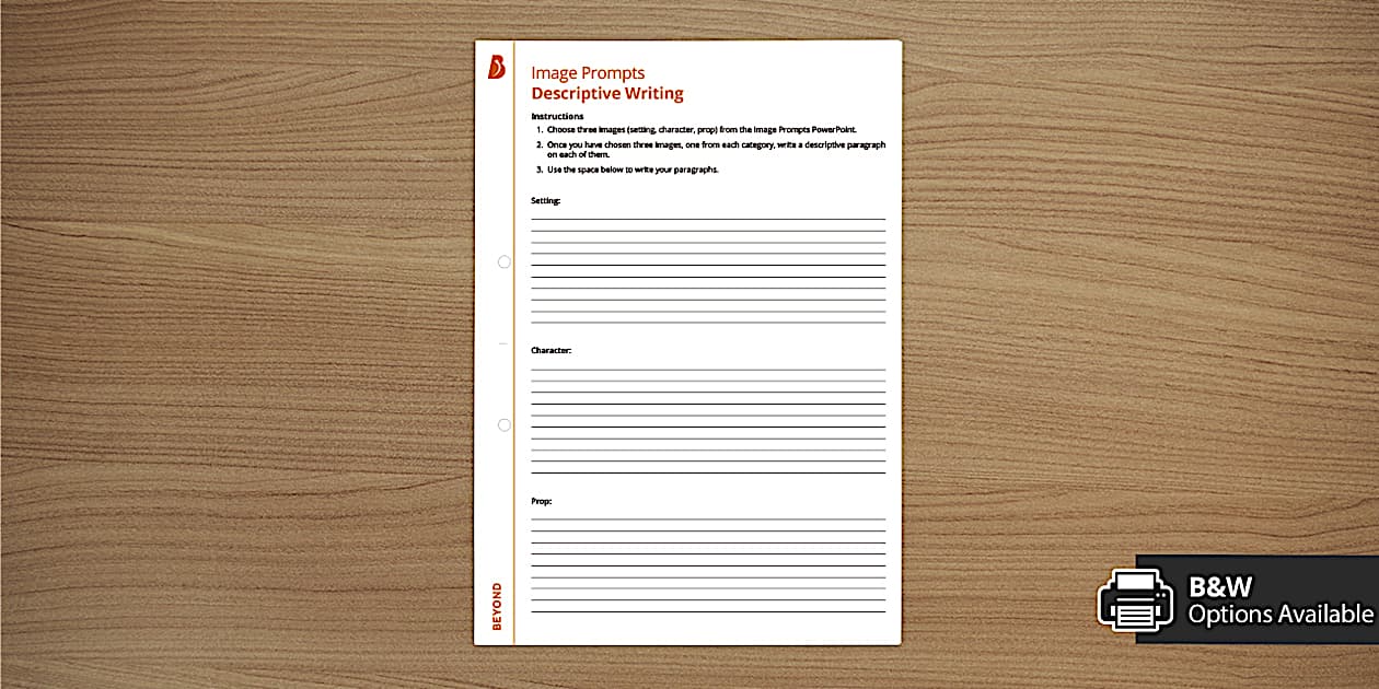 Descriptive Writing Image Prompts Worksheet Twinkl