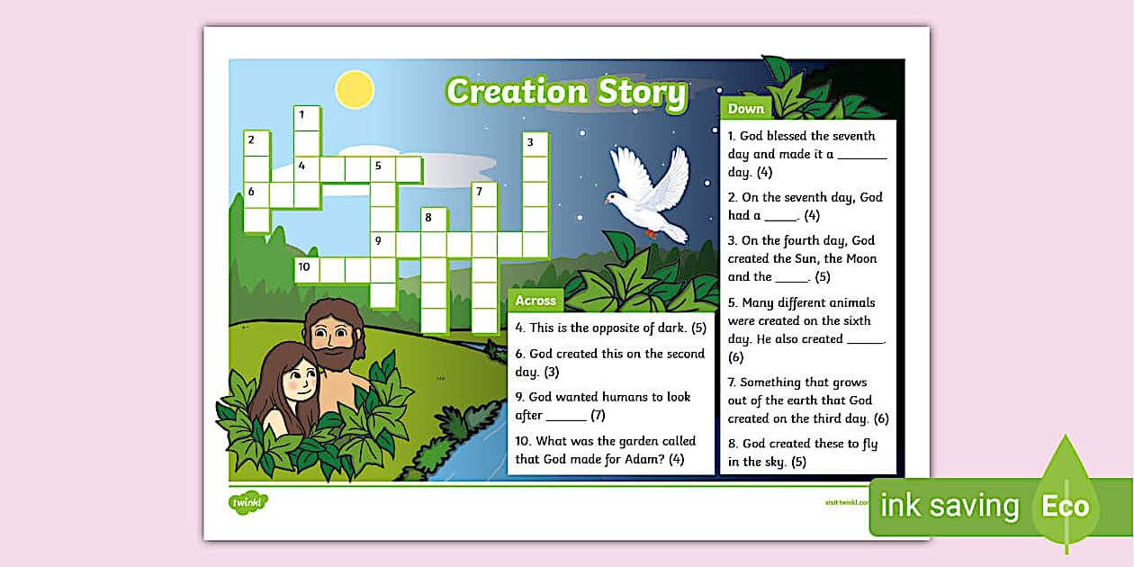 Creation Story Crossword (professor feito) Twinkl