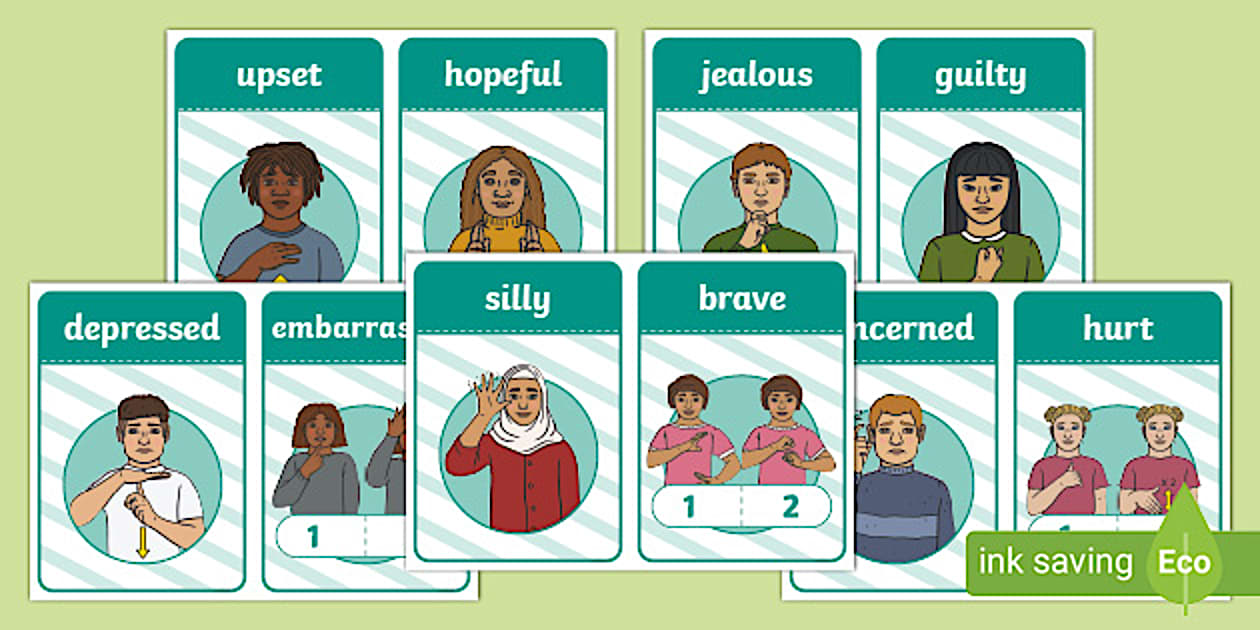 Editable Auslan Emotions Flashcards (teacher made) - Twinkl