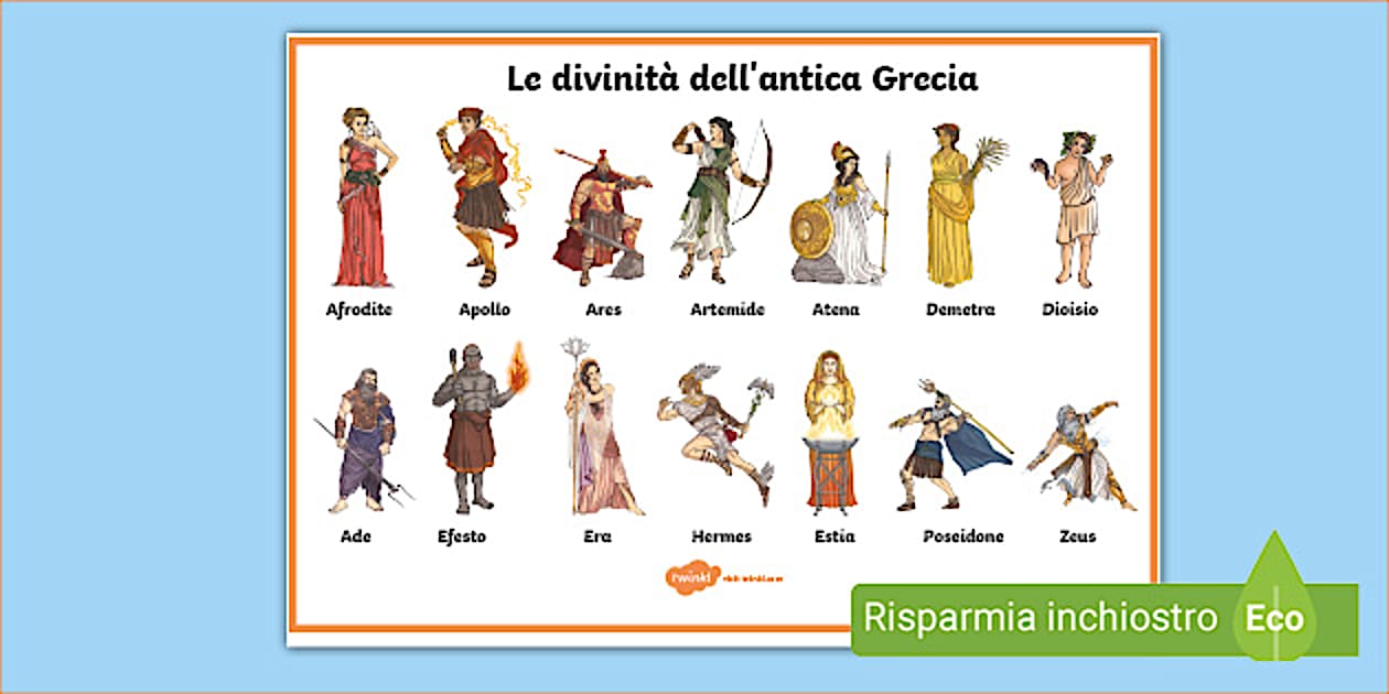 Poster sulle divinità greche per la scuola primaria