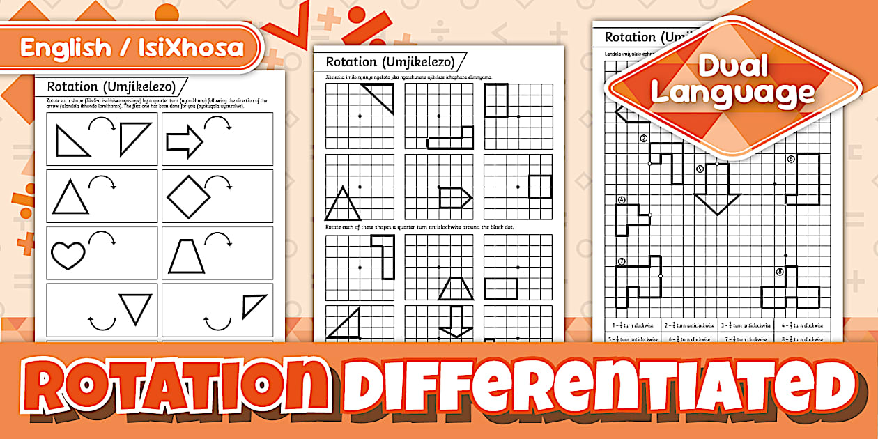 7th Grade Level Rotation Problem Grade 7 Maths - Term 3 - Rotation Differentiated Worksheets - IsiXhosa ...