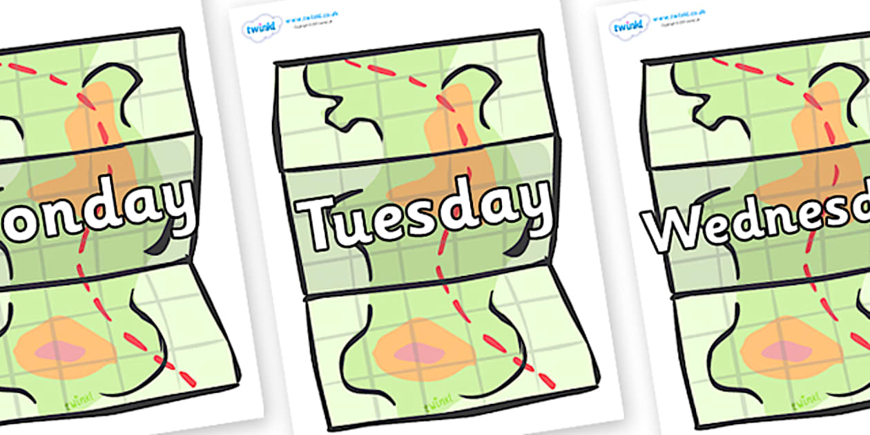 Days of the Week on Maps (teacher made) - Twinkl