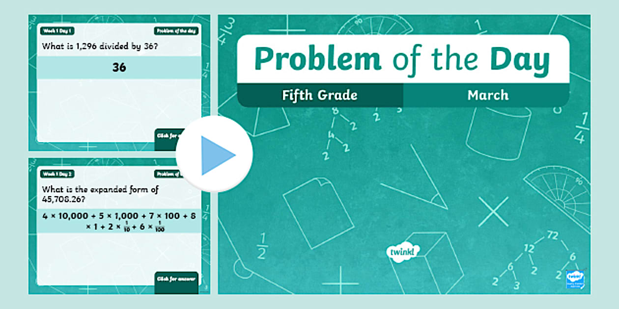 Fifth Grade Math Problem of the Day - March PowerPoint