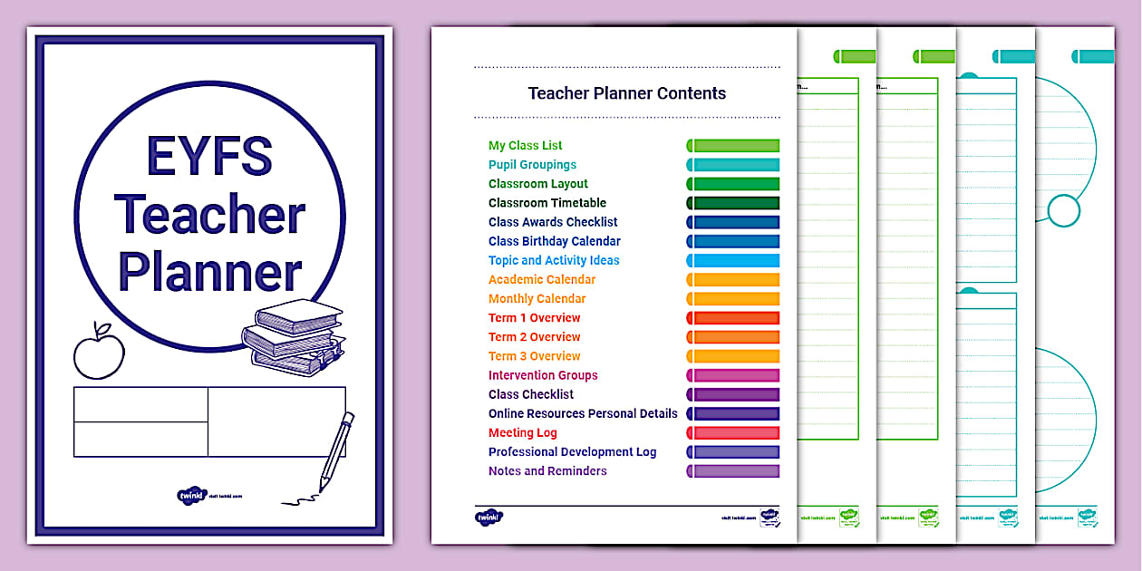 Kindergarten Teacher Planner Academic Year 2025 to 2026 Calendar