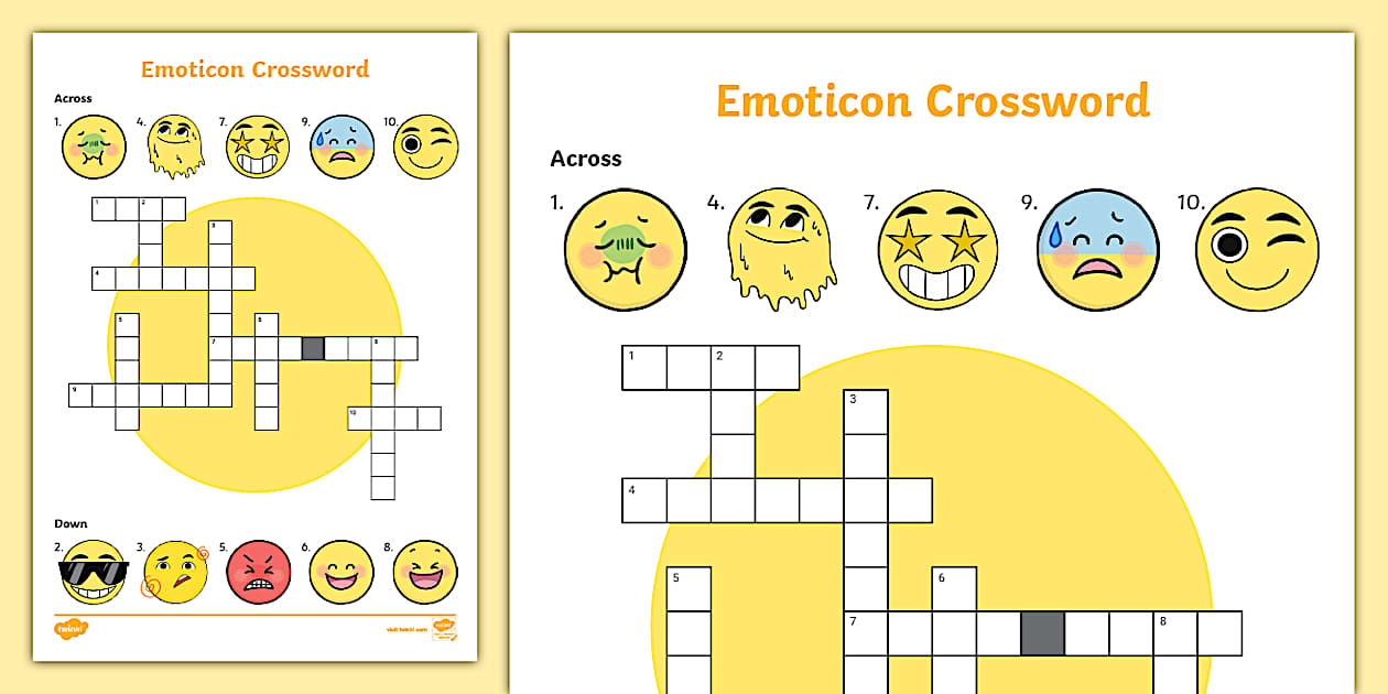 Emoticon Crossword Puzzle (professor feito) Twinkl