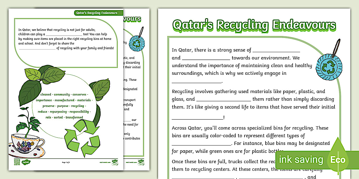 Recycling In Qatar Worksheet Teacher Made Twinkl