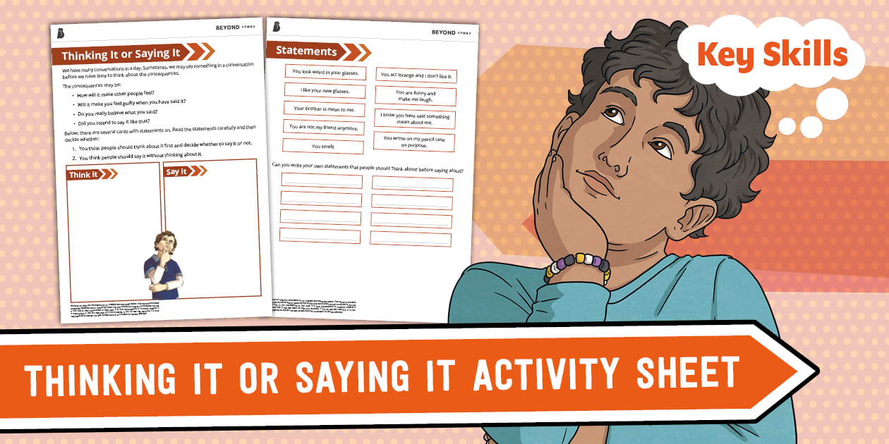 Beyond Cymru: Thinking it or Saying it Activity Sheet