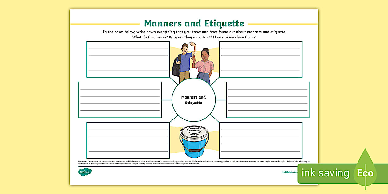 Manners and Etiquette Mind Map (teacher made) - Twinkl