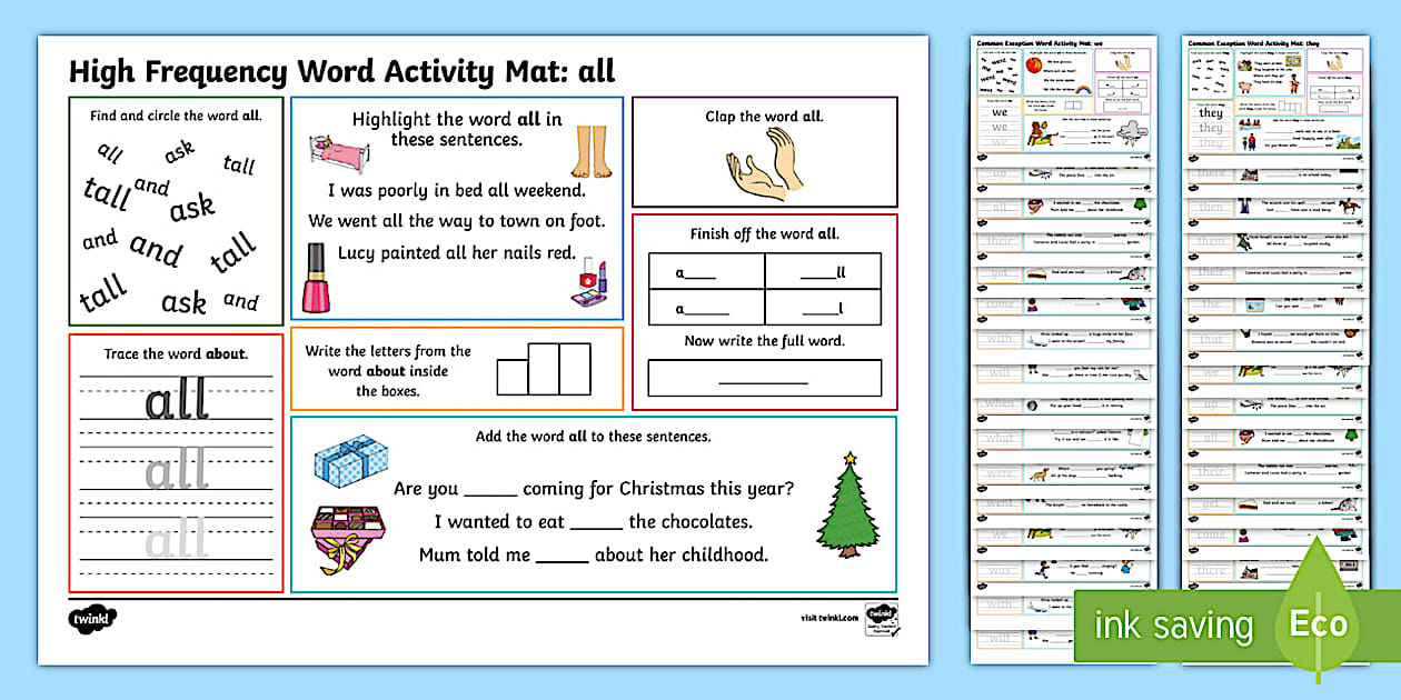 100 High Frequency Words Bumper Activity Pack (teacher made)
