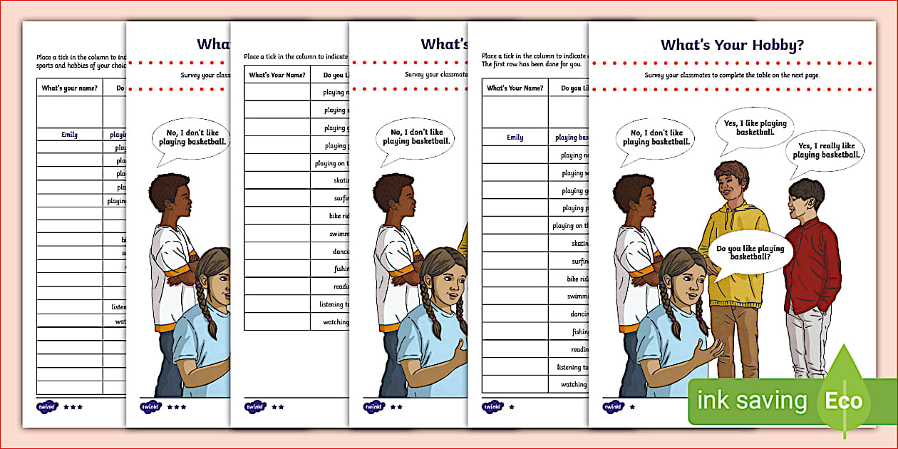 Sports and Hobbies Likes and Dislikes Survey - Twinkl