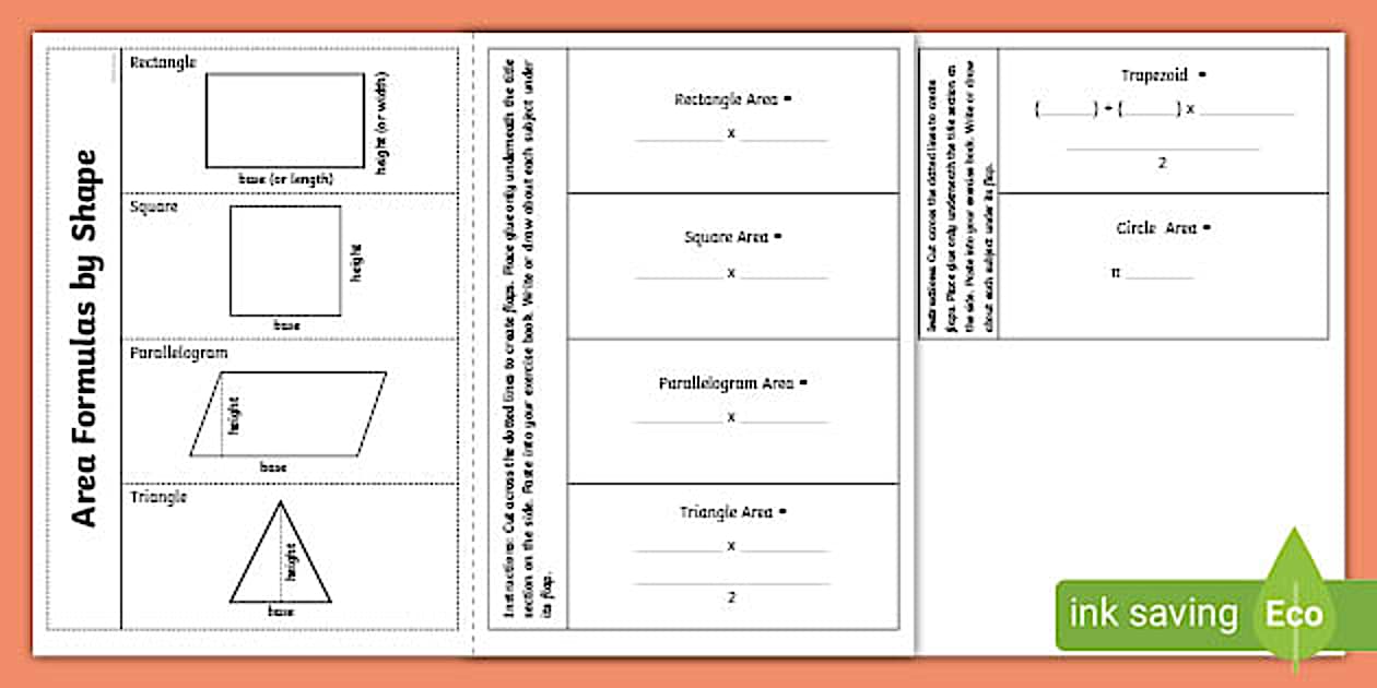 Area of Shapes Formula Flip Book (teacher made) - Twinkl