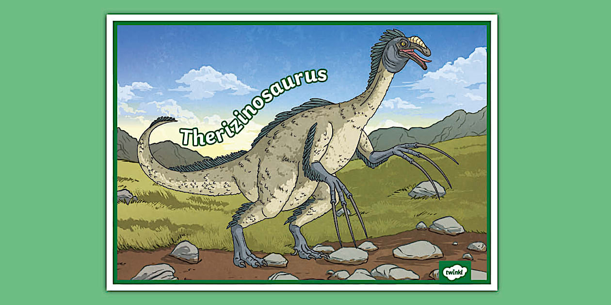 Long Claw Dinosaur: Therizinosaurus Display Poster - Twinkl