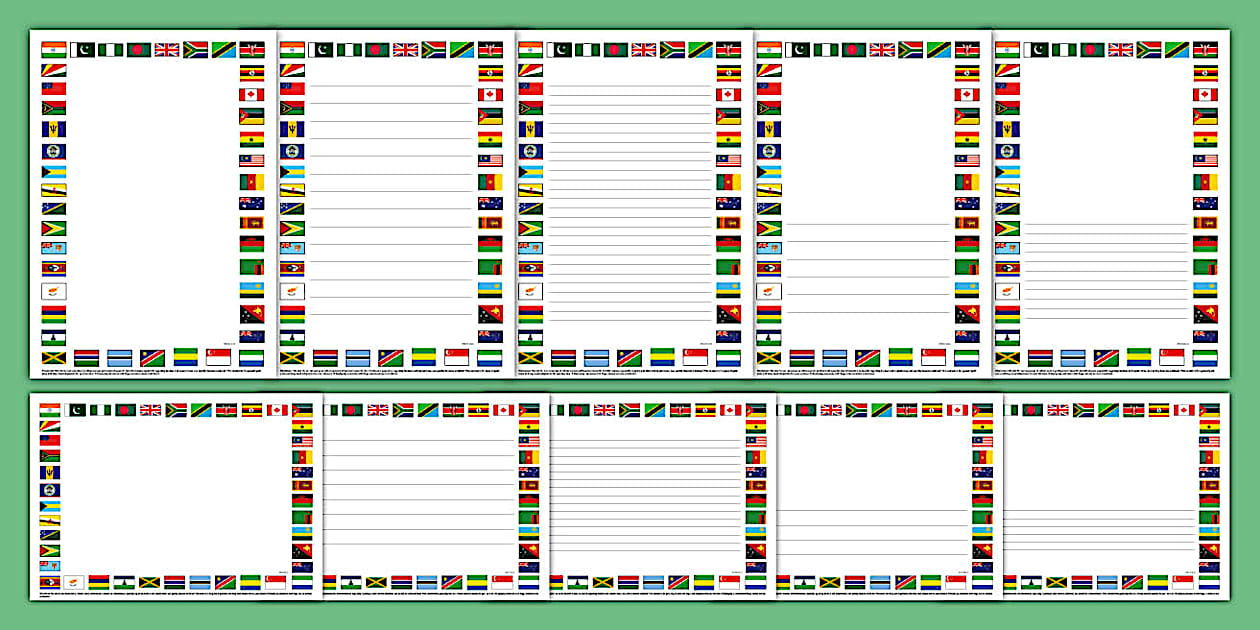 Flags of the Commonwealth Page Border Pack