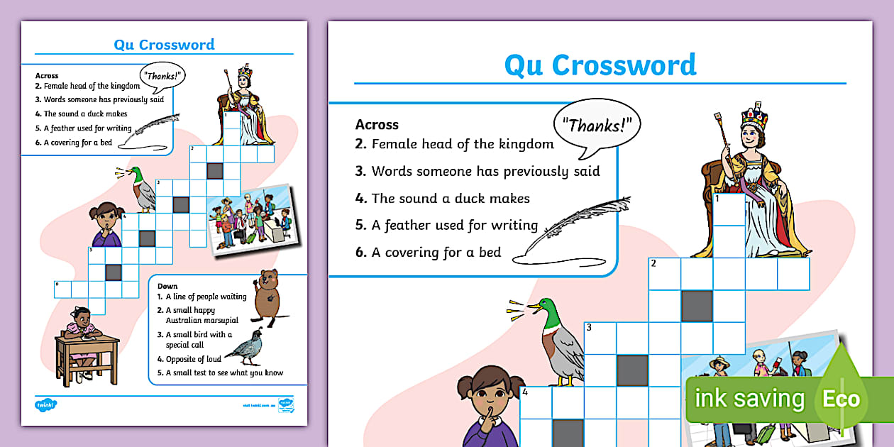 qu Crossword (teacher made) - Twinkl
