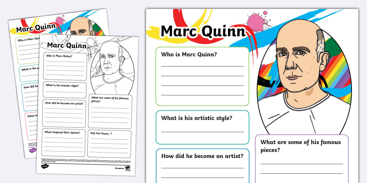Marc Ruffell Complete File Marc Quinn Fact File Template (teacher made) - Twinkl