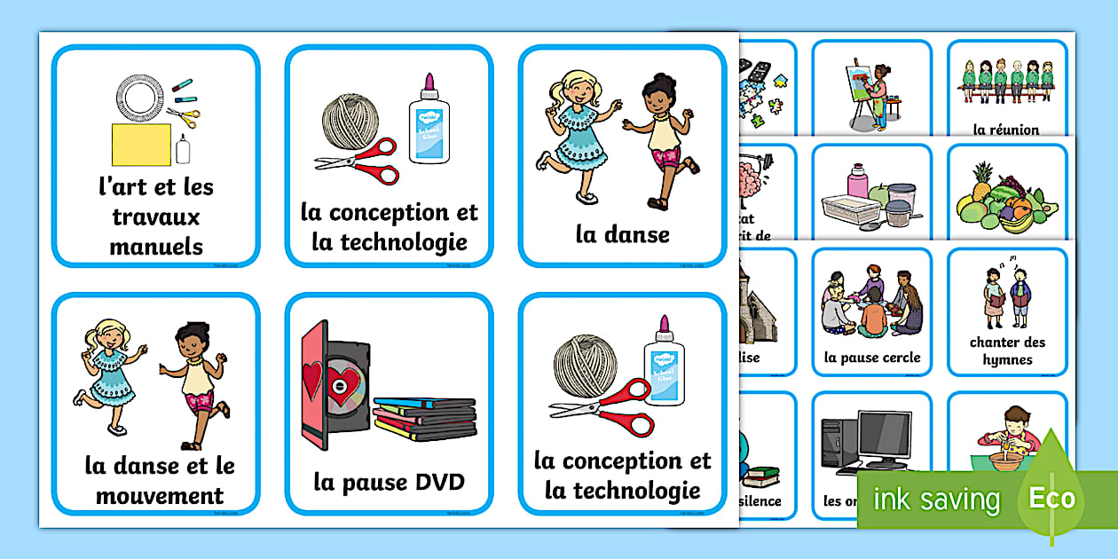 Emploi du temps visuel Flashcards - French / français