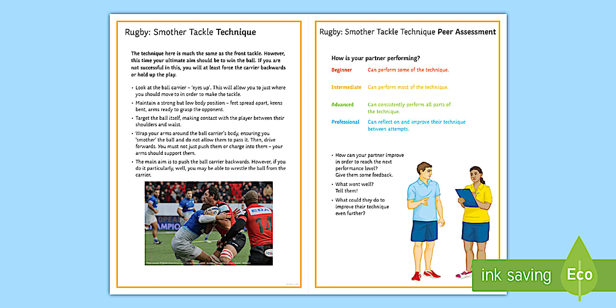 Pe Coursework Example Rugby Black and White Rugby Technique Cards: Smother Tackle