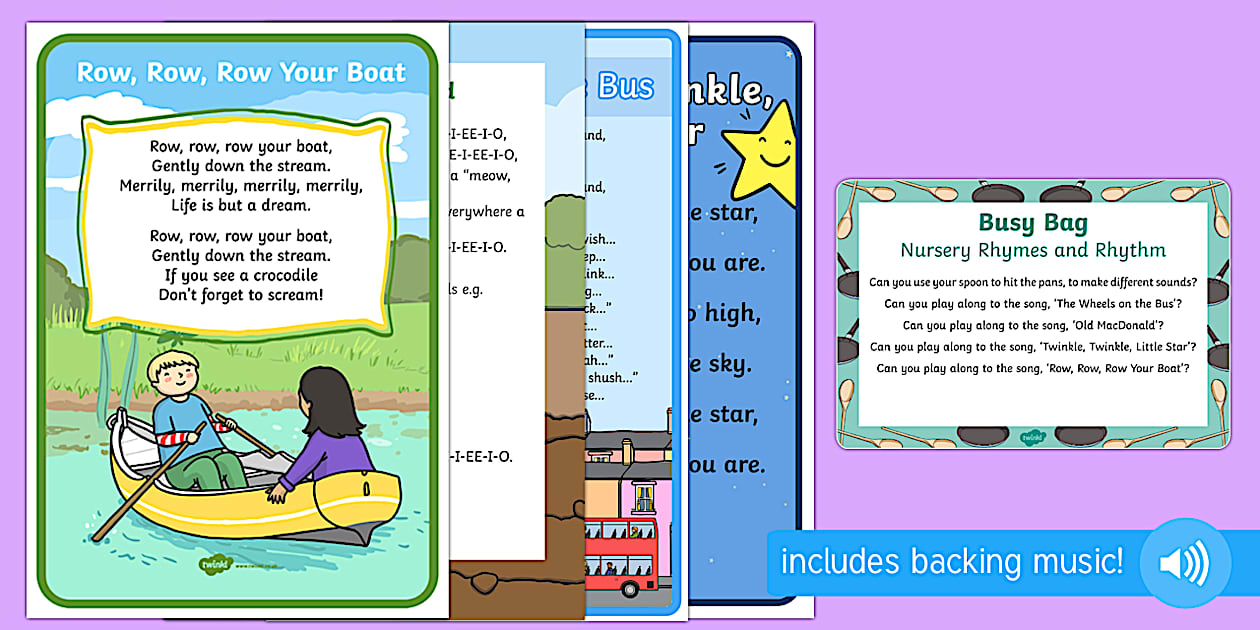 Nursery Rhythm/Rhyme Busy Bag Prompt Card and Resource Pack