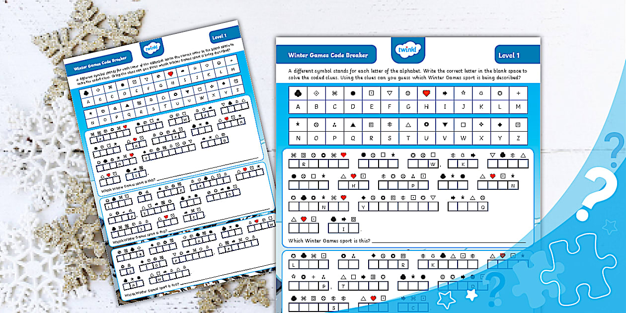 Winter Games Secret Code Breaker - L1 - Twinkl - Puzzles