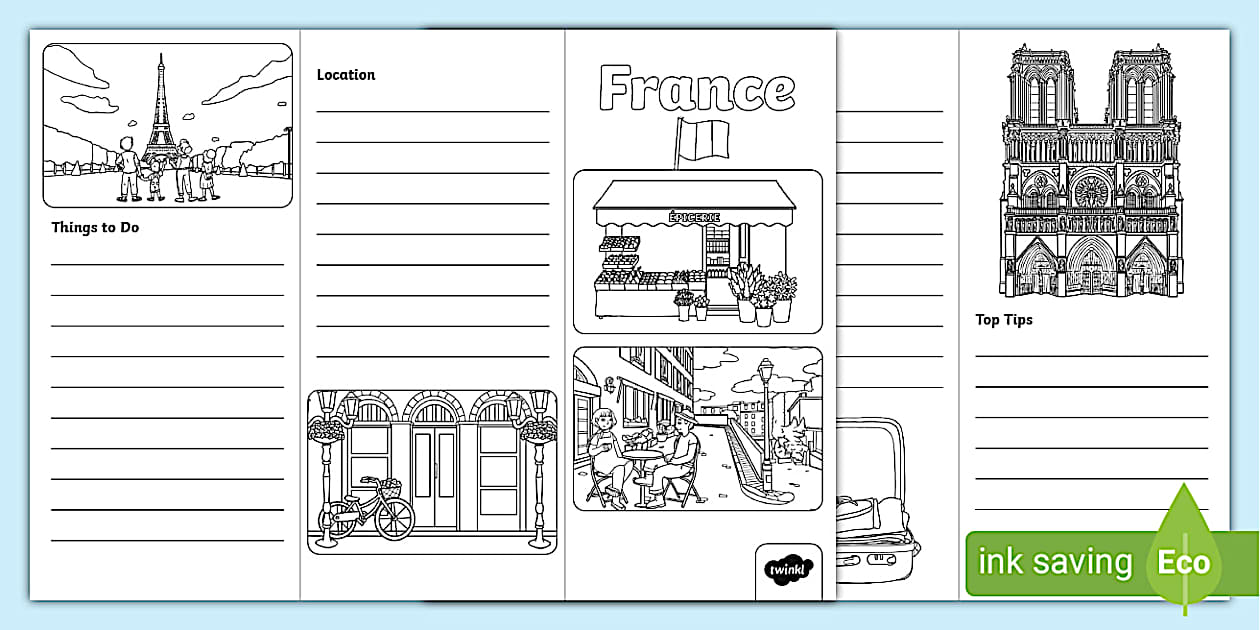 France Travel Leaflet Template (teacher made) Twinkl