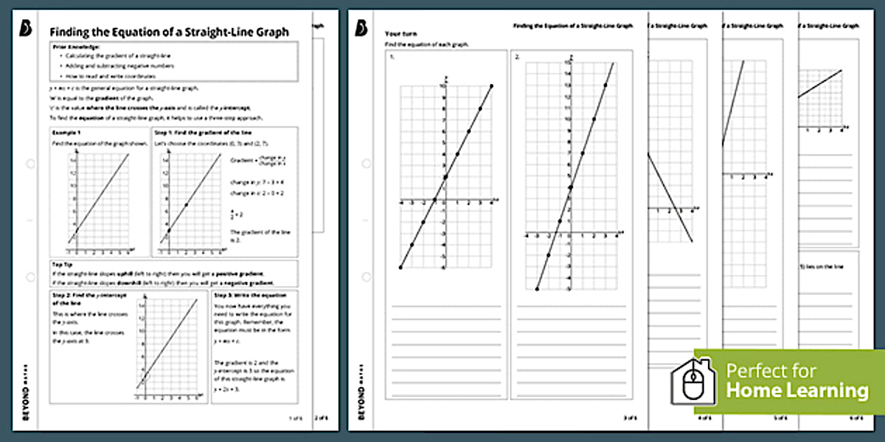 👉 Finding the Equation of a Straight Line Graph KS3 Walkthrough Worksheet