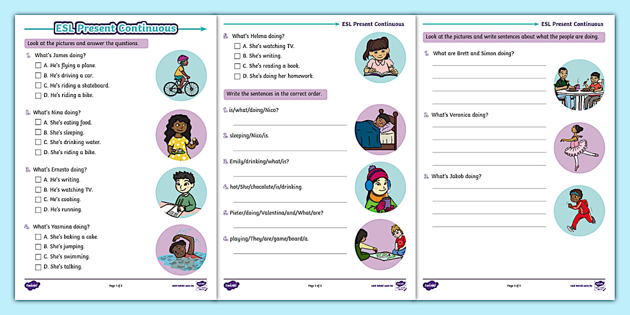 Present Continuous Worksheet｜小四適用 (teacher made)