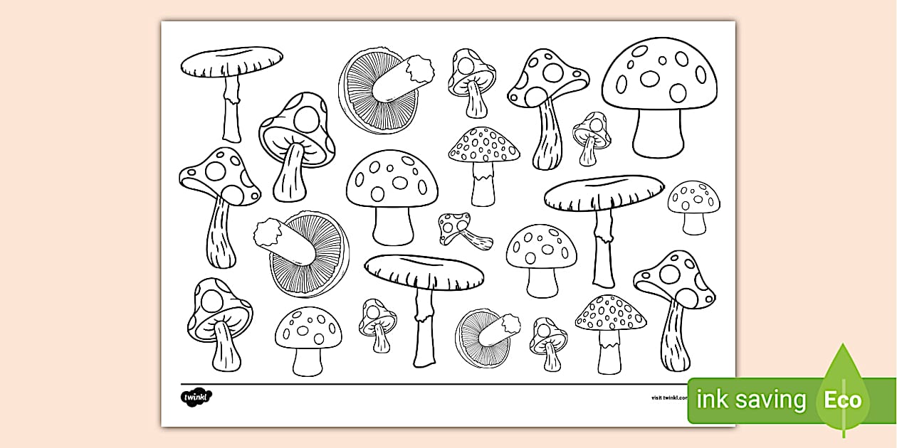 Mushroom Doodle Colouring Page (teacher made) - Twinkl