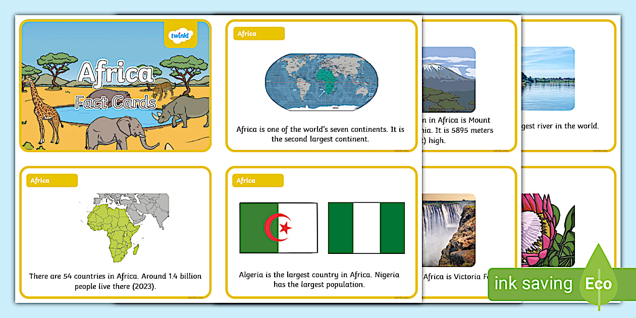 Africa Fact Cards - Twinkl - Geography (teacher made)