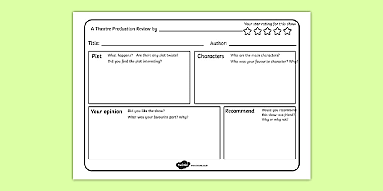 Production Review Example Editable Theatre Production Review Writing Frame - Twinkl