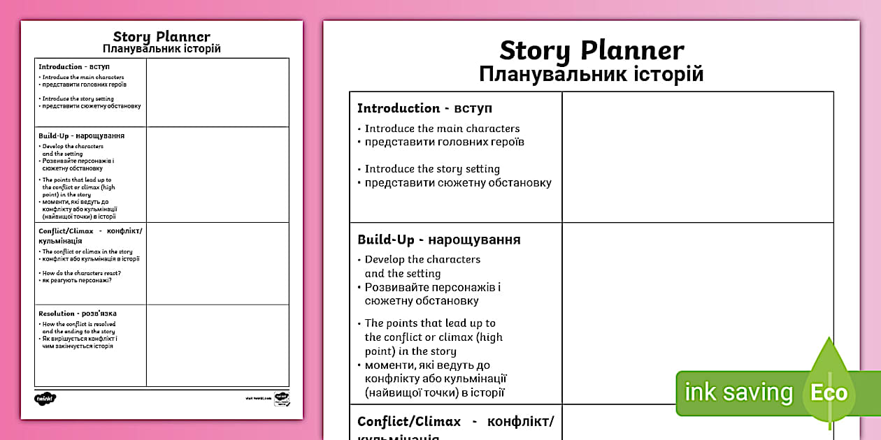 Story Planning Frame English/Ukrainian (teacher made)
