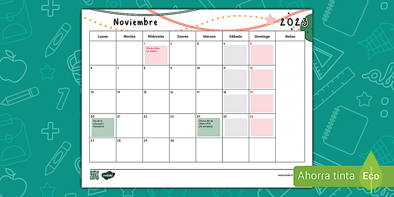 Calendario: Noviembre 2023 (teacher made) - Twinkl